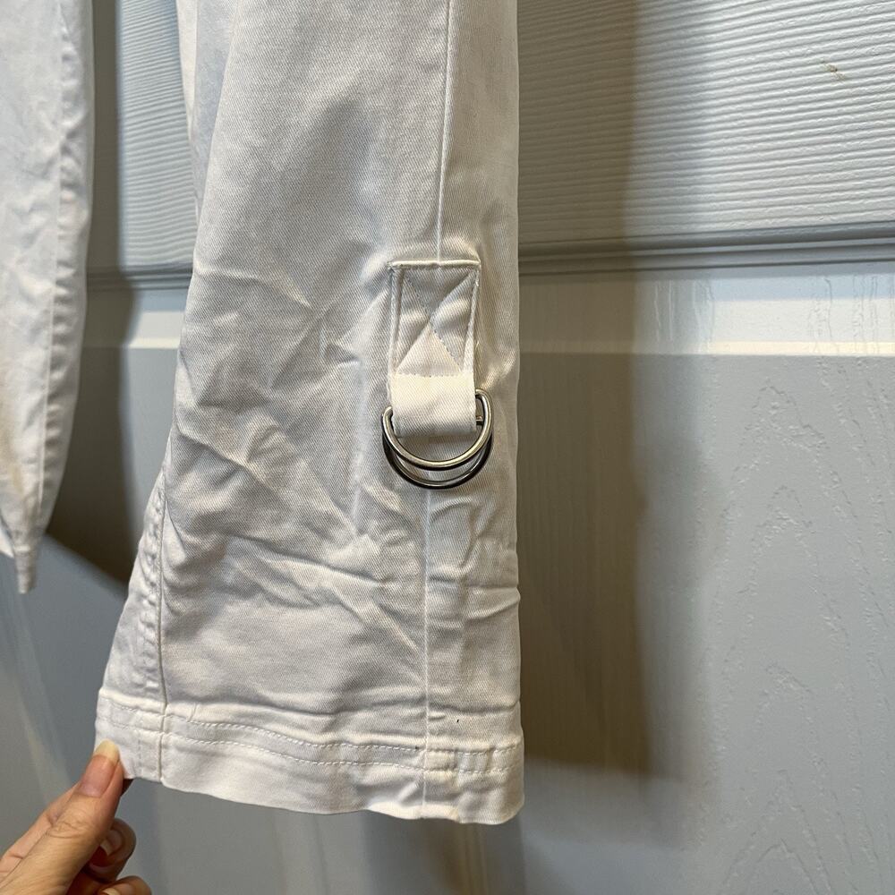 Soft Surroundings Medina Pants Medium Elastic Waist Roll Tab Ankle White Utility - Picture 5 of 13